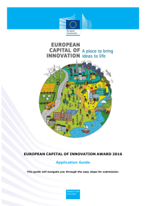 EUROPEAN CAPITAL OF INNOVATION AWARD 2016 Application