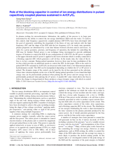 Role of the blocking capacitor in control of ion energy distributions in