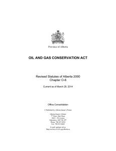 OIL AND GAS CONSERVATION ACT - Alberta