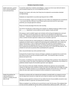 Workplace Expectations Samples Explain work hours, summer