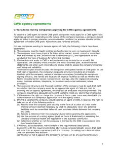 CWB agency agreements