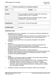 64 Perform calculations for the workplace