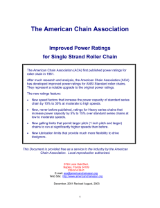 Power Ratings for Single Strand Roller Chain