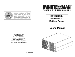 User`s Manual BP192RTXL BP240RTXL Battery Packs