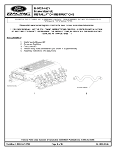 M-9424-463V Intake Manifold INSTALLATION INSTRUCTIONS