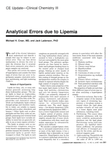Analytical Errors due to Lipemia