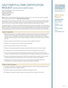 half-time/full-time certification - George Washington University