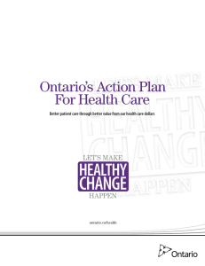 2012 Ontario`s Action Plan for Health Care