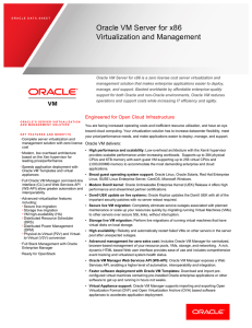 Data sheet: Oracle VM Server for x86 Virtualization and Management