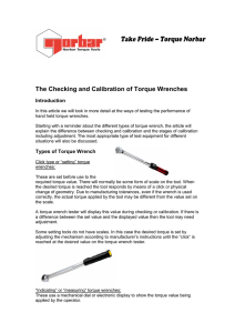 The Checking and Calibration of Torque Wrenches