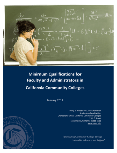 Minimum Qualifications for Faculty and Administrators in California