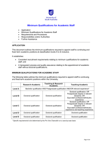 Minimum Qualifications for Academic Staff