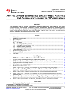 DP83640 Synchronous Ethernet Mode: Achieving Sub