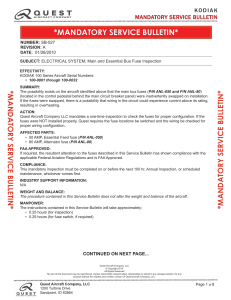 SB-027 Electrical System, Main and Essential Bus Fuse