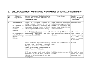 Skill Development and Training Programmes of Central Governments