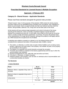 Category B – Shared Houses – Applicable Standards