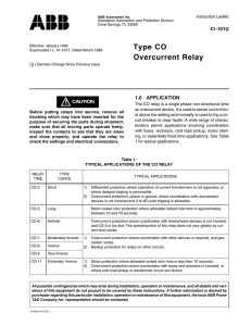 Type CO Overcurrent Relay