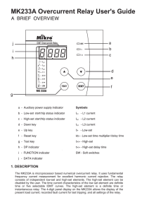 MK233A Overcurrent Relay User`s Guide