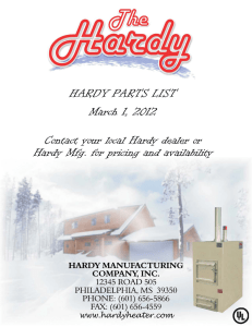 HARDY PARTS LIST March 1, 2012 Contact your local Hardy dealer