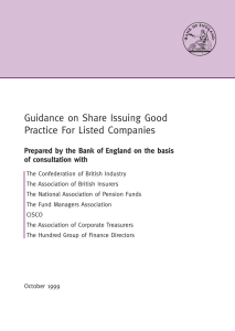 Guidance on Share Issuing Good Practice for Listed Companies