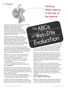 The ABC`s of Web Site Evaluation