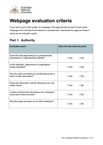 Webpage evaluation criteria - Australian National University