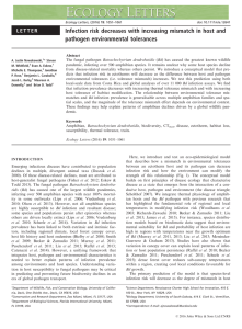 Infection risk decreases with increasing mismatch in host and