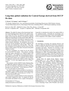Long-time global radiation for Central Europe derived from ISCCP