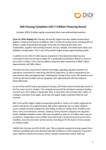 Didi Chuxing Completes USD 7.3 Billion Financing Round