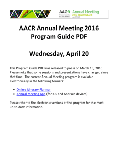 AACR Annual Meeting 2016 Program Guide PDF Wednesday, April 20