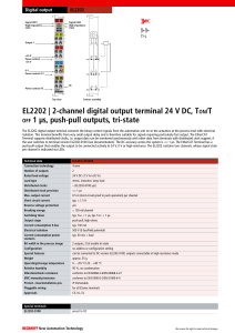 2-channel digital output terminal 24 V DC, TON/TOFF 1 µs, push