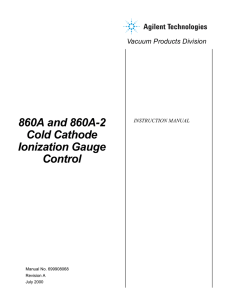 860A and 860A-2 Cold Cathode Ionization Gauge Control
