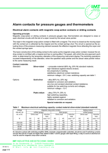 Alarm contacts for pressure gauges and thermometers