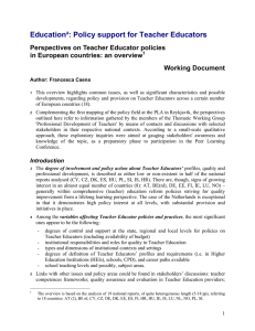 Education²: Policy support for Teacher Educators