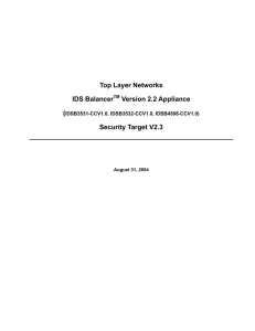 Top Layer Networks IDS BalancerTM Version 2.2 Appliance Security