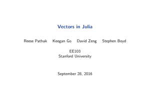 Vectors in Julia - Stanford University