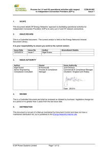 Process for LV and HV operational activities with respect to