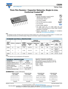 CS206 Thick Film Resistor / Capacitor Networks, Single-In