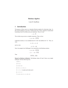 Boolean Algebra 1 Introduction