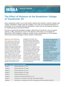 The Effect of Moisture on the Breakdown Voltage of