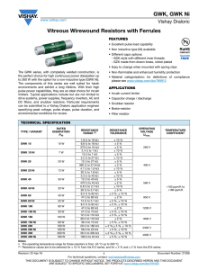 GWK, GWK Ni Vitreous Wirewound Resistors with Ferrules