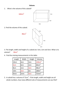 Volume 1. What is the volume of this cuboid? 2