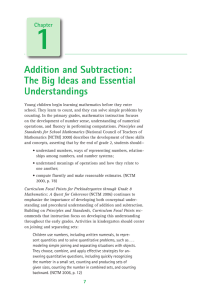 Addition and Subtraction: The Big Ideas and Essential Understandings