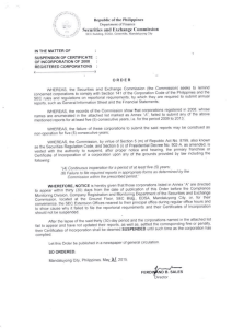 Suspension of Certificate of Incorporation of 2008 Registered