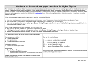 Guidance on the use of past paper questions for Higher Physics