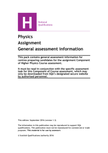 General assessment information for Higher Physics