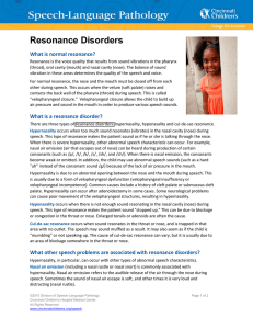 Speech - Resonance Disorders - Cincinnati Children`s Hospital