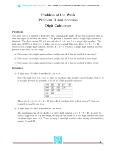 Problem of the Week Problem D and Solution Digit Calculator