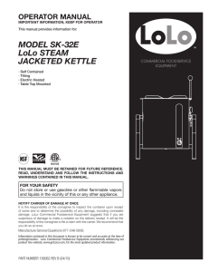 MODEL SK-32E LoLo STEAM JACKETED KETTLE