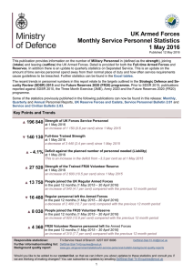 UK armed forces monthly service personnel statistics: May